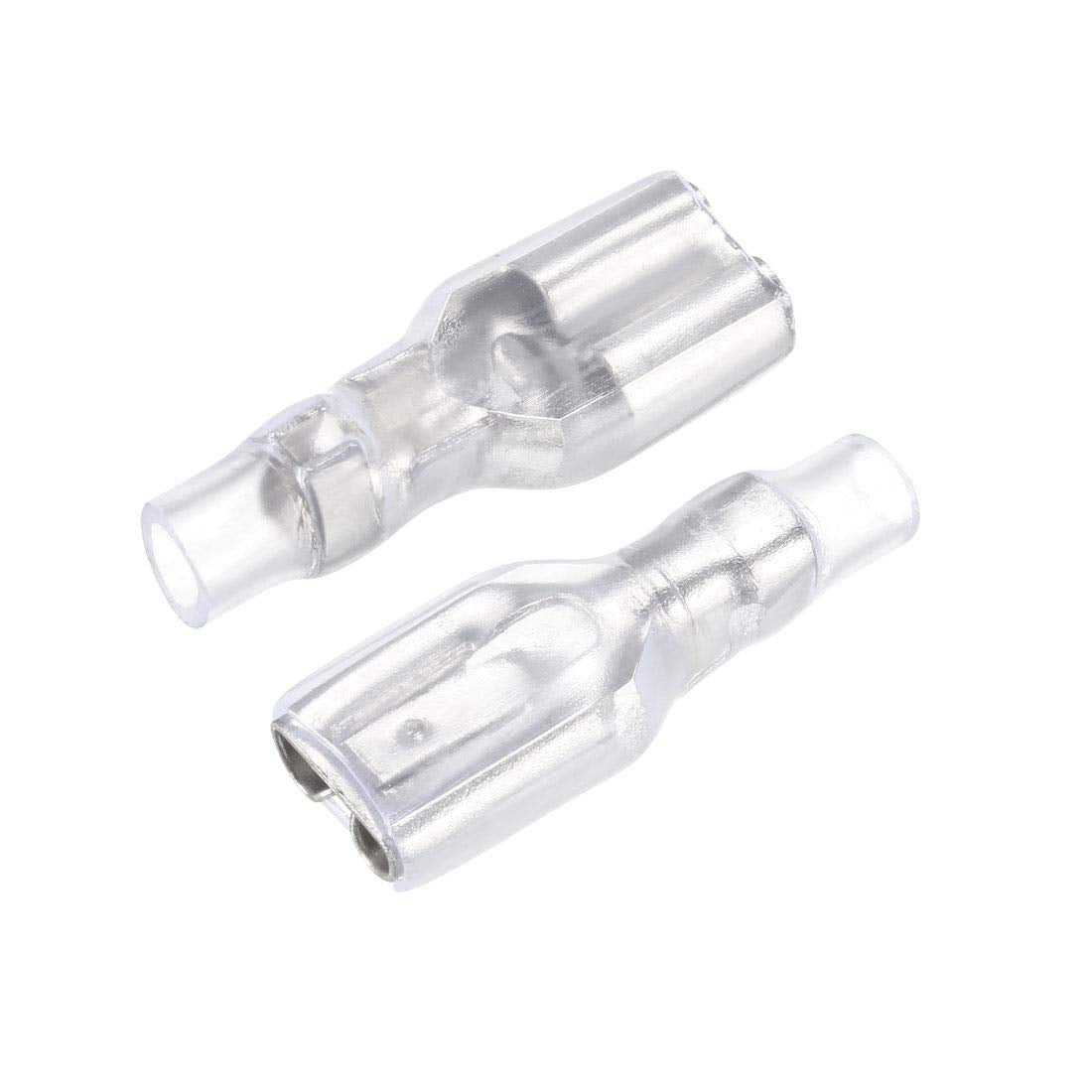 100pcs 6.3mm Quick Splice Wire Terminals Female Spade Crimp Connector with Insulated Sleeve