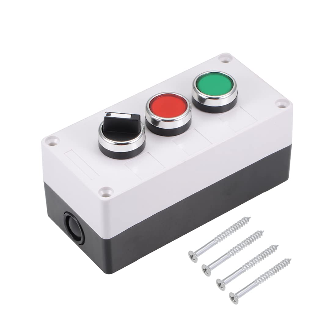 Push Button Switch Box Momentary Red Green Switches and Latching 2 Positions Rotary Switches