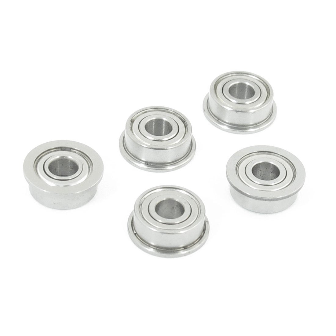 5 Pcs Silver Tone 10mm X 4mm X 4mm Sealed Premium Flanged Ball Bearing