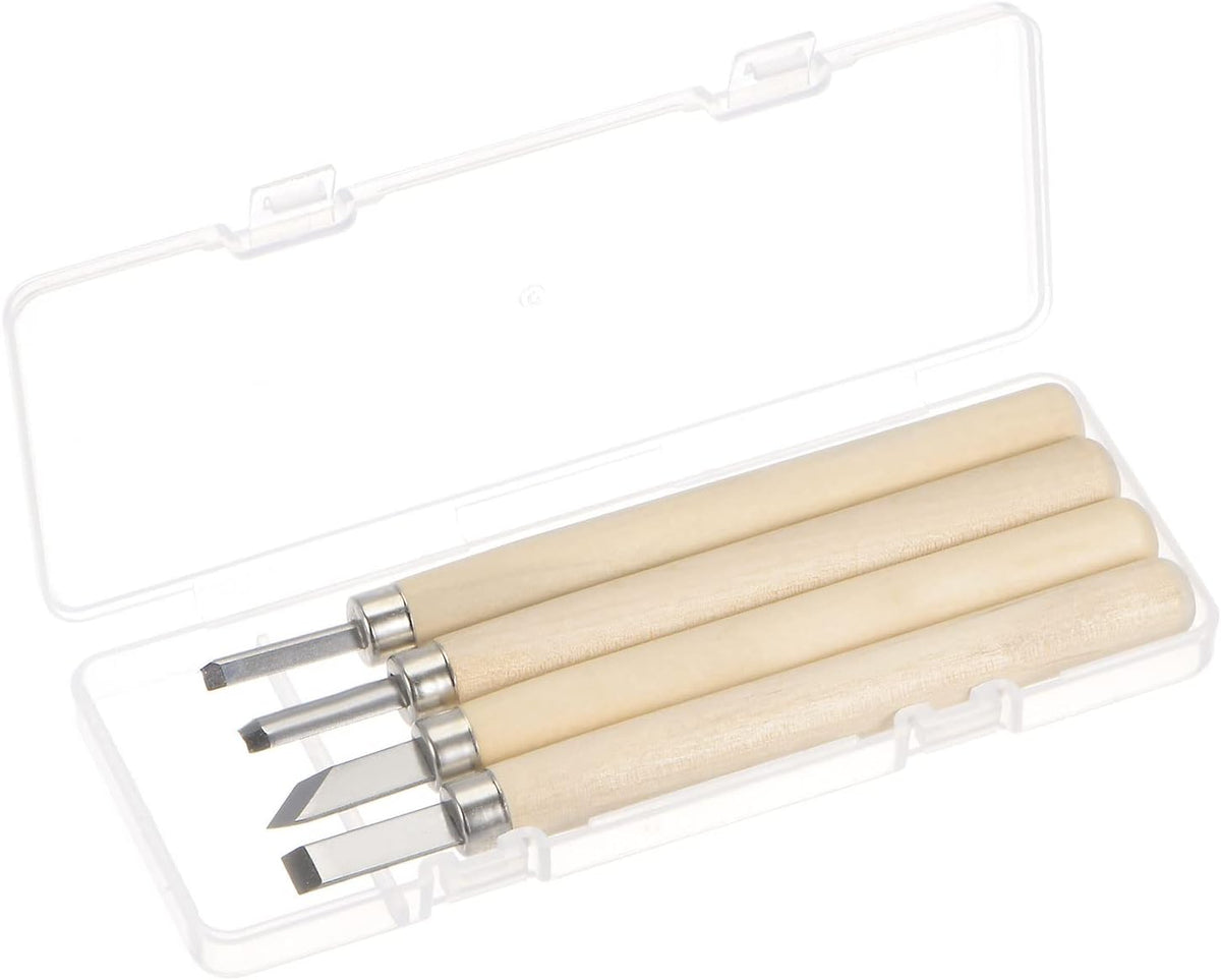 4pcs Wood Carving Knife Tools Chisels Set, Big/Medium Flat/Triangle/Arc/Diagonal Sculpting Graver for DIY Craft Sculpture Carpenter Beginners Experts