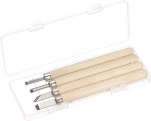 4pcs Wood Carving Knife Tools Chisels Set, Big/Medium Flat/Triangle/Arc/Diagonal Sculpting Graver for DIY Craft Sculpture Carpenter Beginners Experts