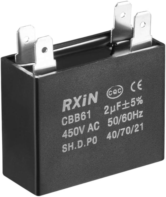 Ceiling Fan Capacitor CBB61 2uF 450V AC Double Insert Metalized Polypropylene Film Capacitors 38.2x25.2x15.2mm for Water Pump Motor Generator