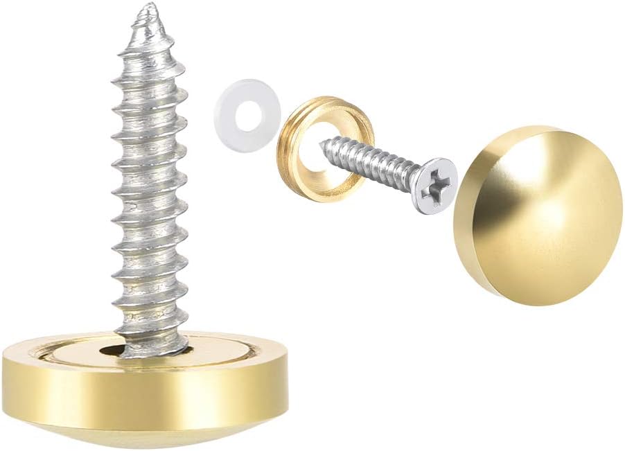 Mirror Screws Decorative Caps Cover Nails Polished Gold 14mm 4pcs