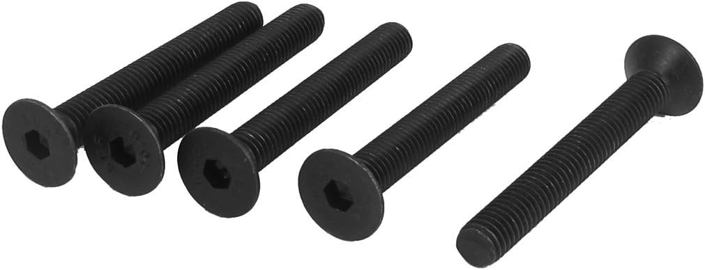 M8 x 60mm Metric Hex Socket Countersunk Head Screw Bolts Black 5PCS