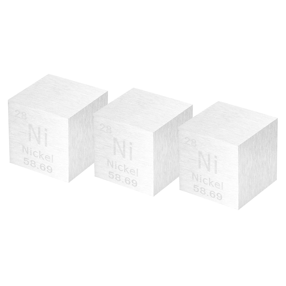3 Pcs Nickel, 1 Inch High Density Metal Element Metal Density for Chemical Elements Collection Science Education Experiment Application, Silver