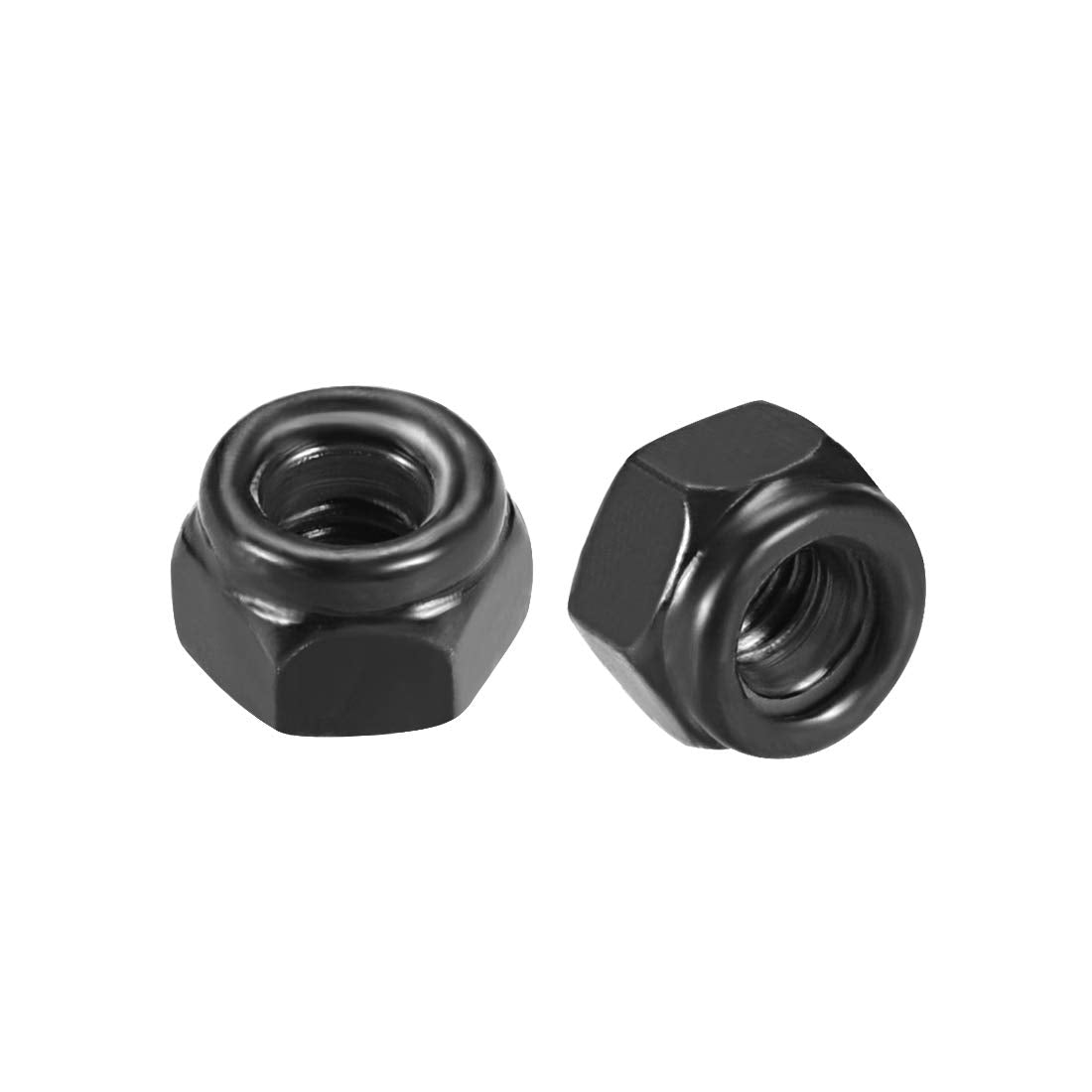 Hex Lock Nuts - M3 x 0.5mm Carbon Steel Nylon Insert Self-Locking Nuts for Fasteners, 50Pcs Black