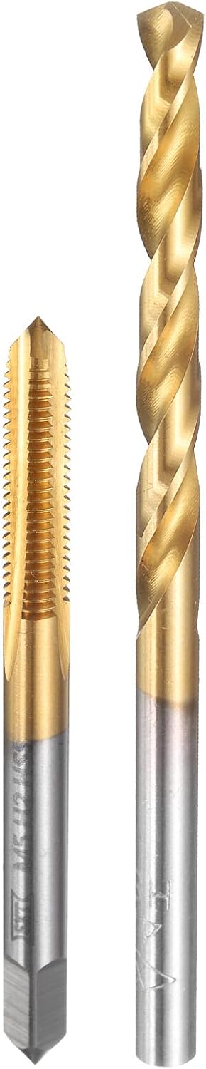Tap and Drill Bit Set, 1pcs M5 x 0.8 Metric Straight Flute Thread Screw Taps & 1pcs 4.2mm Twist Drill Bits, Titanium Coated HSS-6542 Tapping Threading Tool Kit