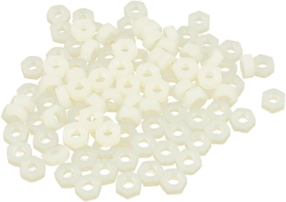 M4 Hexagon Head Insert Lock Screw Fastener Nylon Hex Nuts 100pcs