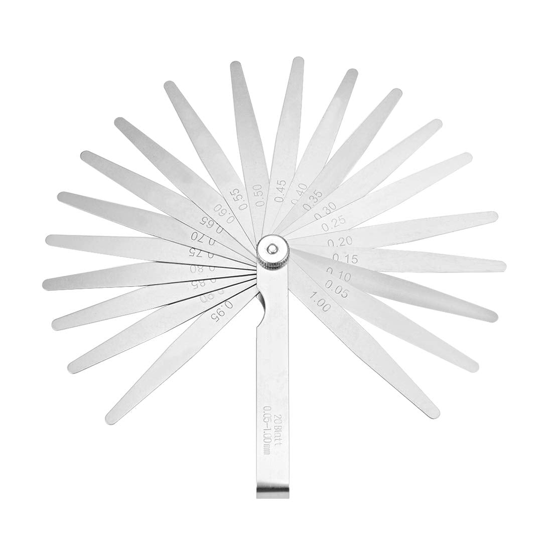 Metric Thickness Feeler Gauge 0.05-1.00mm 20 Blades Mn Steel Measuring Tool for Gap Width