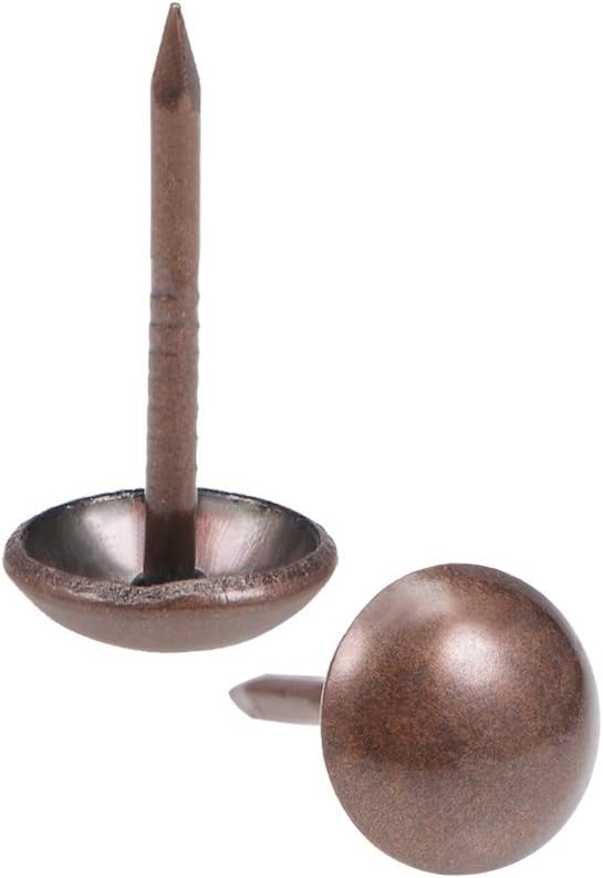 Upholstery Nails Tacks 9mm Head Dia Retro Round Thumb Push Pins Copper Tone for Furniture Sofa Headboards, 25 Pcs