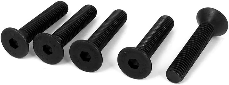 M10 x 50mm Metric Hex Socket Countersunk Head Screw Bolts Black 5PCS