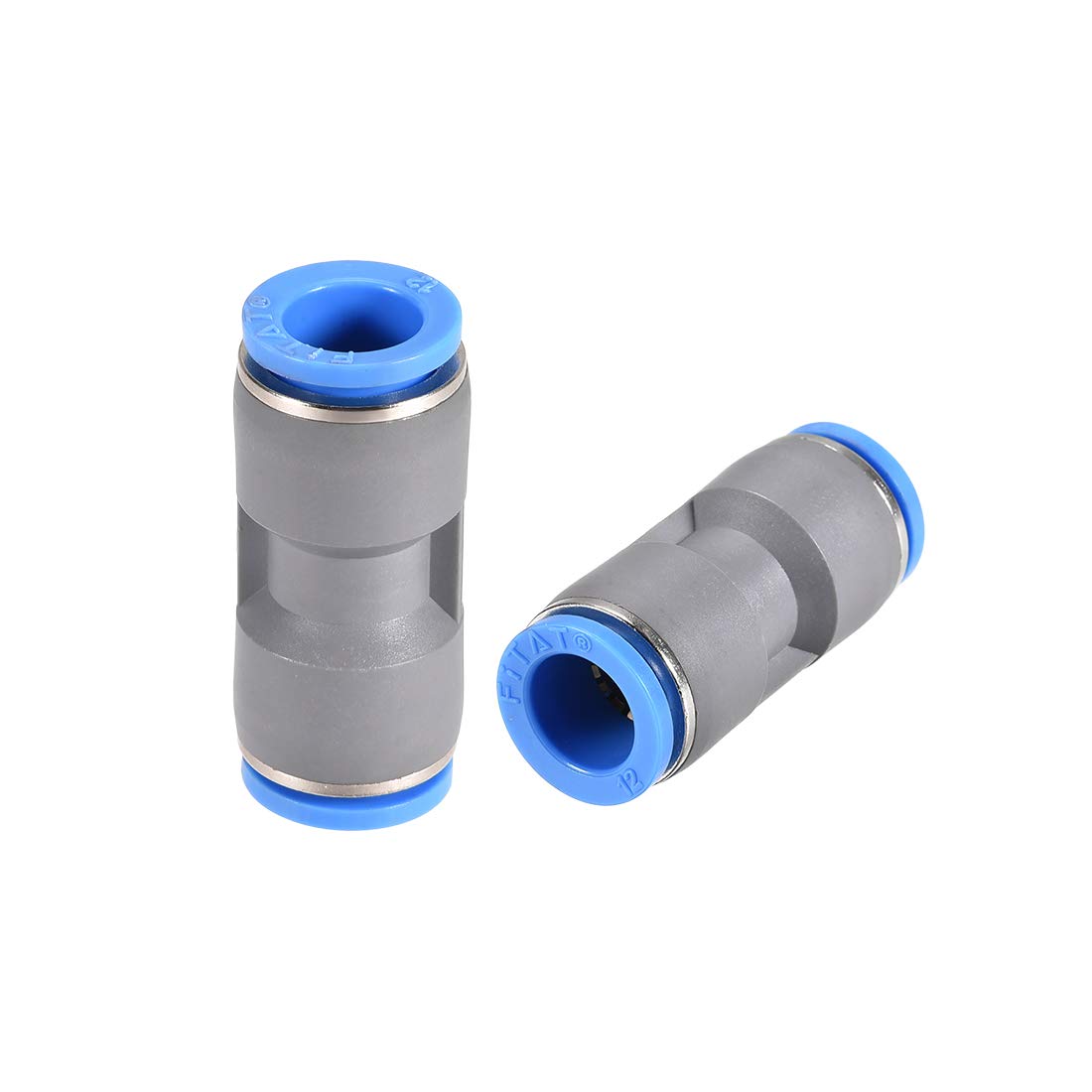 Straight Push Connectors 12mm Quick Release Pneumatic Connector Plastic Union Pipe Tube Fitting Grey 2Pcs