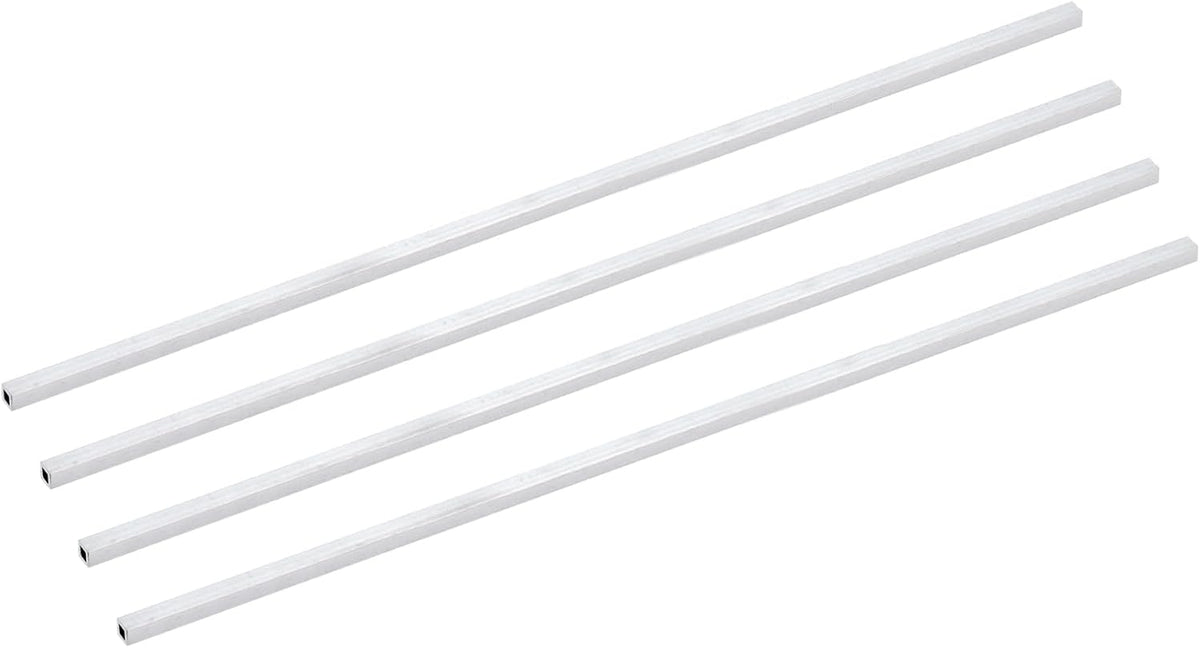 4Pcs 1/4" 6063 Square Aluminum Tube, 6mm x 6mm x 1mm Wall Thickness 305mm/12" Aluminum Industrial Straight Tube, Seamless Metal Tubing for Construction DIY Home Furniture
