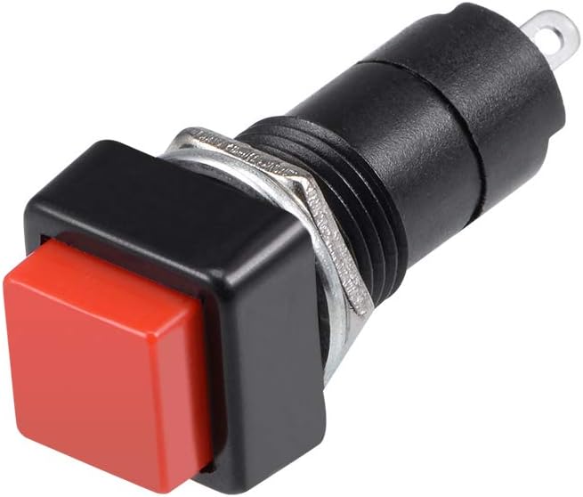 20Pcs,12mm Latching Push Button Switch Red Self-Locking Square Button SPST NO