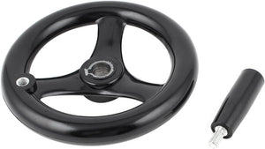 16mmx160mm Black 3 Spoked Lathe Handwheel Hand Wheel with M10 Handle