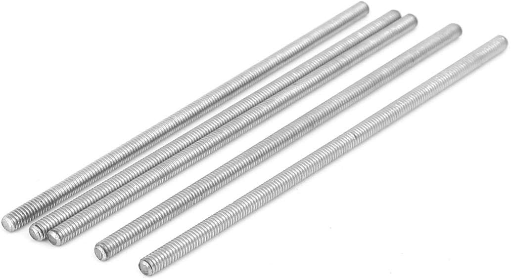 M4 x 100mm 304 Stainless Steel Fully Threaded Rod Bar Studs Silver Tone 5 Pcs