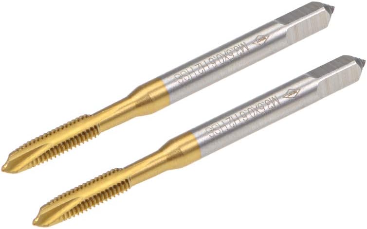 Spiral Point Plug Threading Tap M3.5 x 0.6 Thread, Ground Threads H2 3 Flutes, High Speed Steel HSS 6542, Titanium Coated, Metric Screw Taps Tapping Bit for Thread Repair, 2pcs
