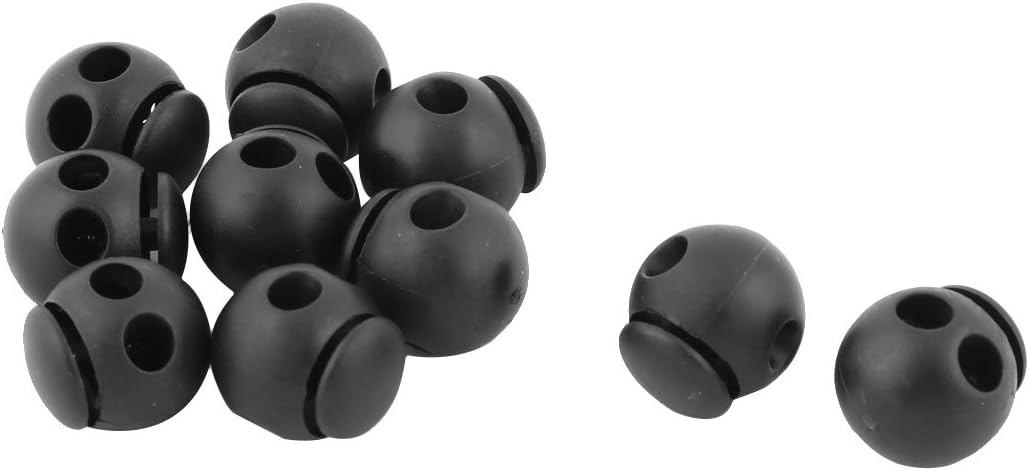 LinkMejor® Plastic Clothing Double Hole Toggle Stopper Cord Adjustive Lock 10 Pcs Black