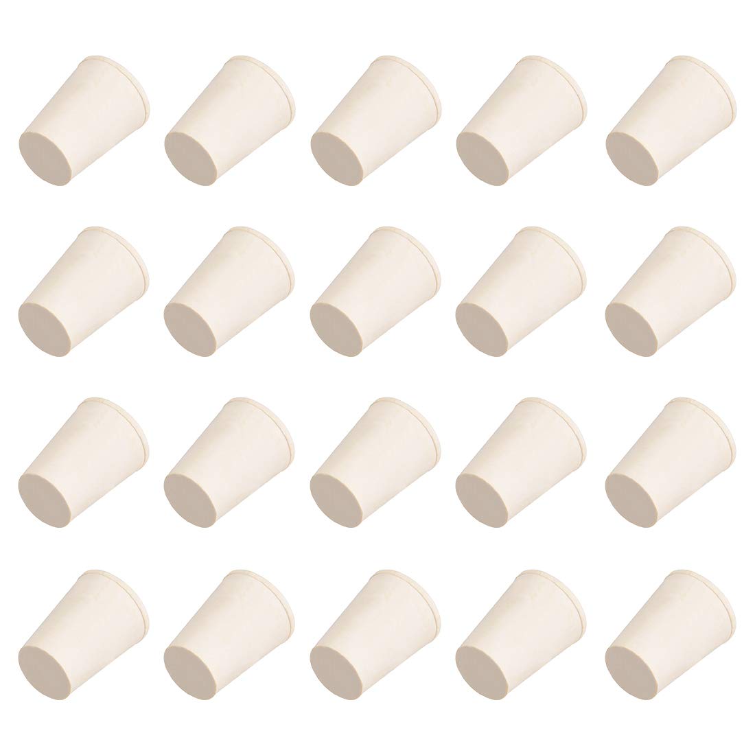 White Tapered Shaped Solid Rubber Stopper for Lab Tube Stopper Size 00 20Pcs