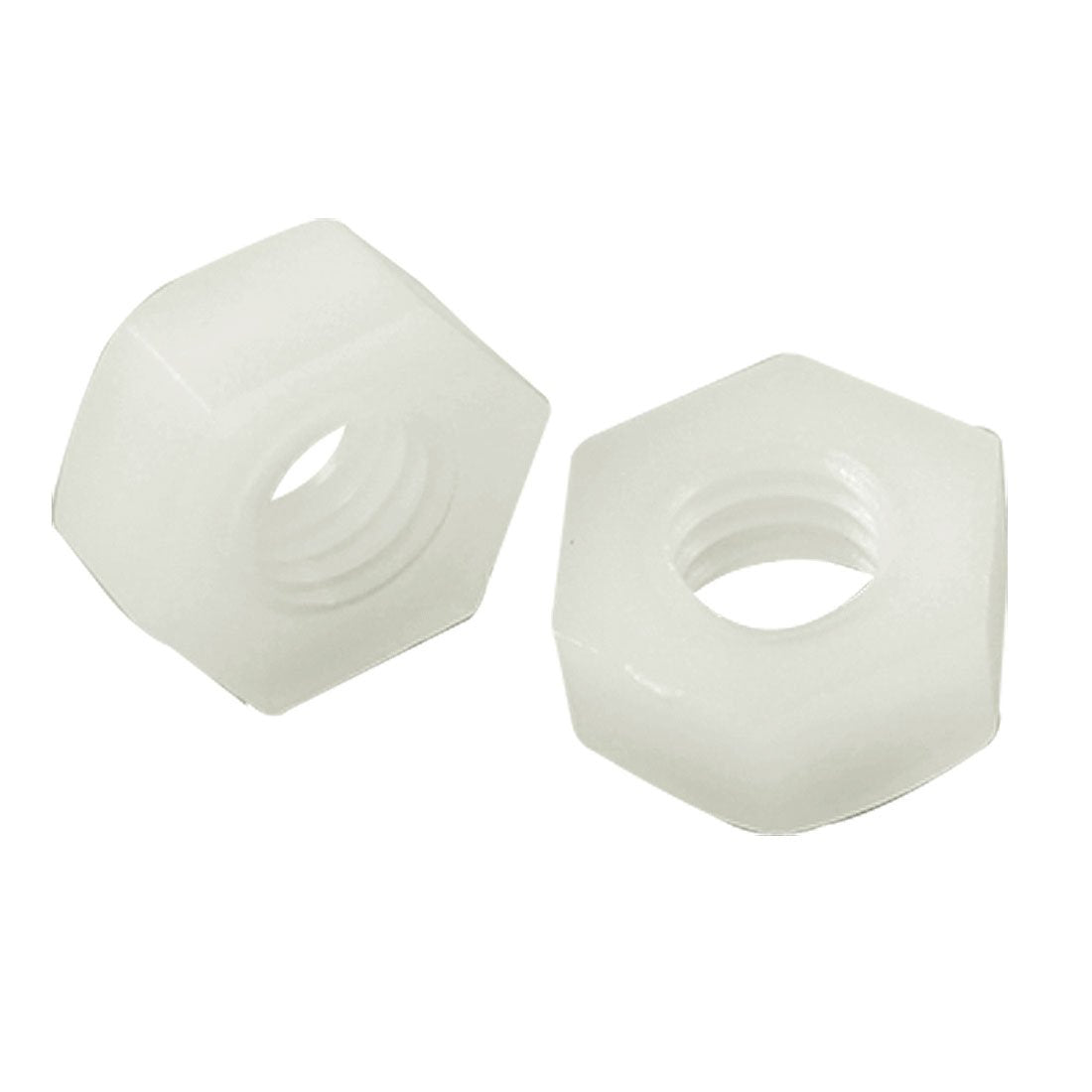 10 Pcs White Plastic 5mm Inner Dia Hexagonal Fasteners Screw Nuts