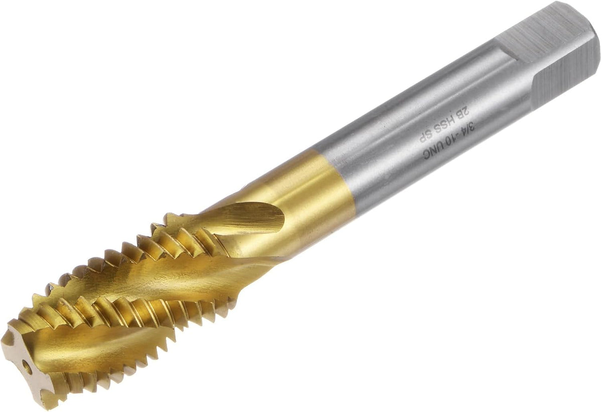 Spiral Flute Thread Taps, 3/4-10 UNC 2B Screw Threading Tap, Titanium Coated 6542 High Speed Steel Machine Tapping Tools for Machinist Repair
