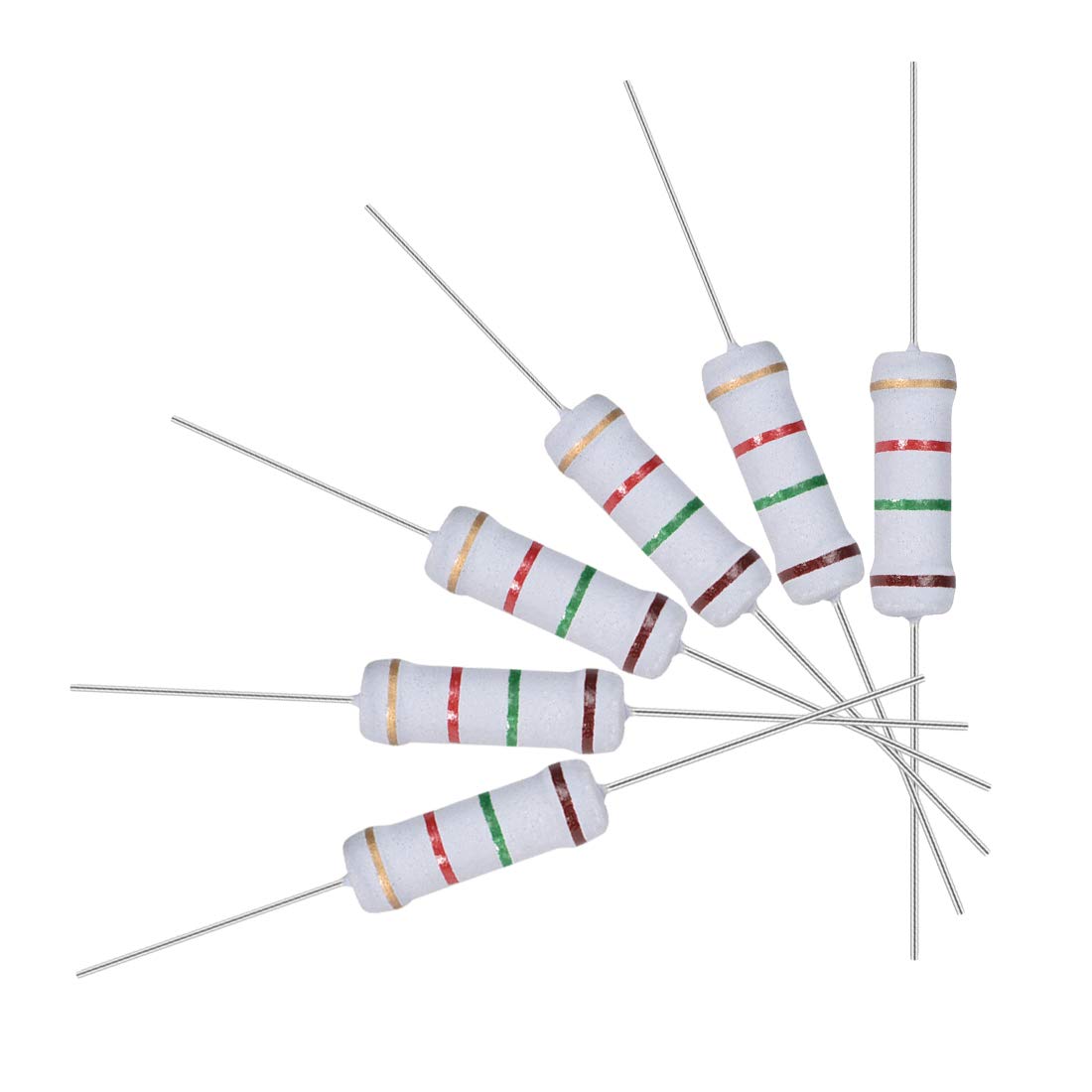 100Pcs 1.5K Ohm Resistor, 2W 5% Tolerance Metal Oxide Film Resistors, Axial Lead, Flame Proof for DIY Electronic Projects and Experiments