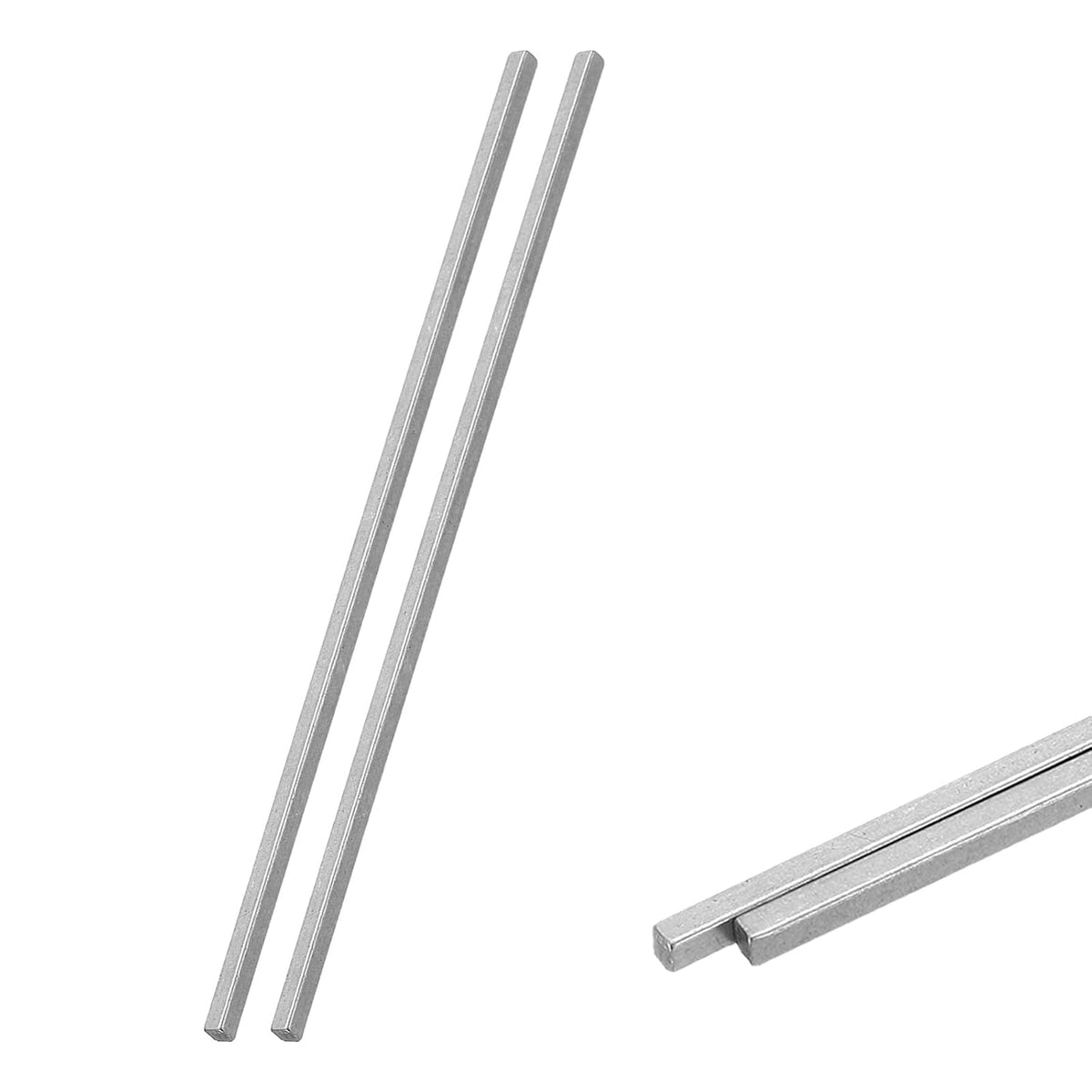 2Pcs Square Steel Key Stock, 3/16" x 3/16" x 8" 45# Cold-Drawn Square Steel Rod Precision Metal Bars for Keyways Mechanical Structural Support Industrial Machinery DIY Craft