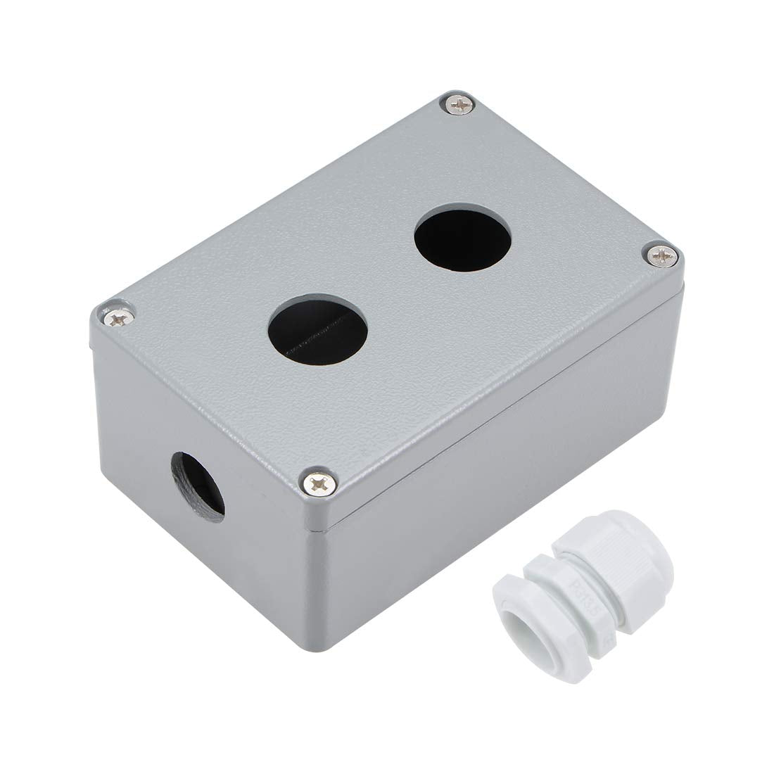 Push Button Switch Control Station Box 22mm 2 Button Hole Gray