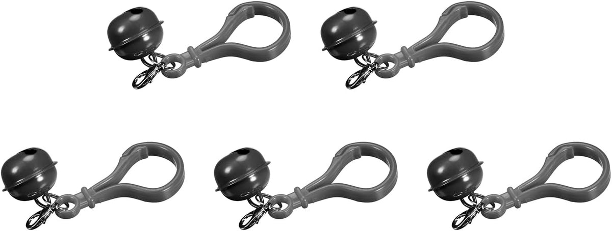 5Pcs Pet Bells, 26mm/1.02" Dia Black Plastic Lobster Clasp Jingle Bells Keychain Lanyard Hook for DIY Crafts Hanging Ornaments