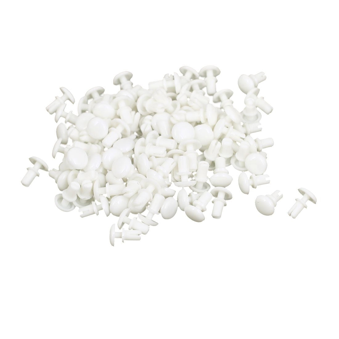 Panel 6.4mm Head Dia Nylon Push Clips Fasteners Rivets White 100Pcs