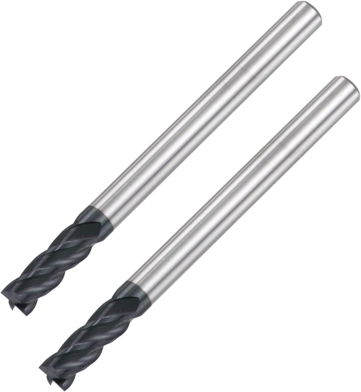 Square Nose End Mill, 4mm Tip Dia Solid Carbide AlTiN Coated CNC Router Bits 4 Flute Spiral Milling Cutter HRC45 with 4mm Shank 50mm (2-inch) Length, 2pcs