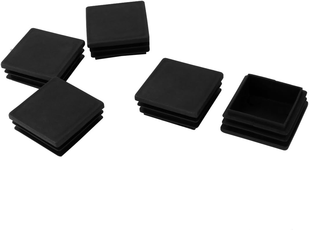 Plastic Square Chair Legs Tubing Tube Pipe End Caps Inserts 45 x 45mm 5pcs Black