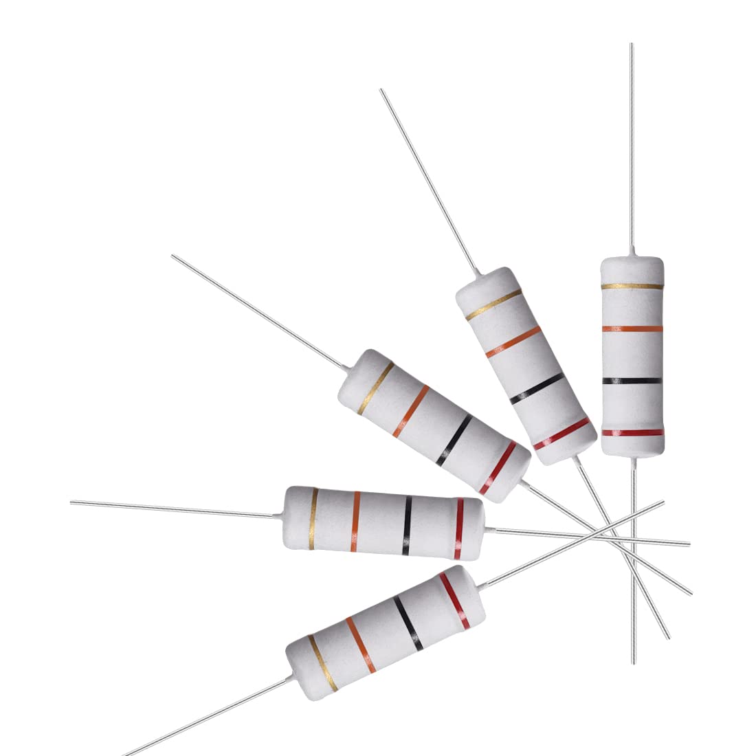 30Pcs 20K Ohm Resistor, 5W 5% Tolerance Metal Oxide Film Resistors, Axial Lead, Flame Proof for DIY Electronic Projects and Experiments