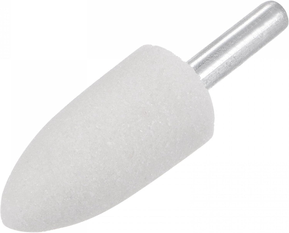 Conical Abrasive Mounted Stone Polishing Bits 1/4" Shank 0.79" Diameter White Corundum Grinding Wheel Rotary Tool for Deburring Buffing 5pcs