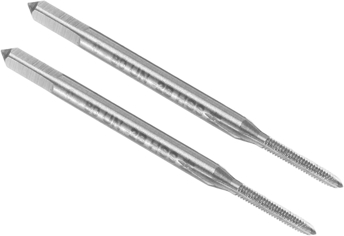 2pcs Hand Plug Tap #0-80 UNF 2B Thread Plug Style Taps Straight Flute Screw Tapping Threading Tool High Speed Steel HSS6542