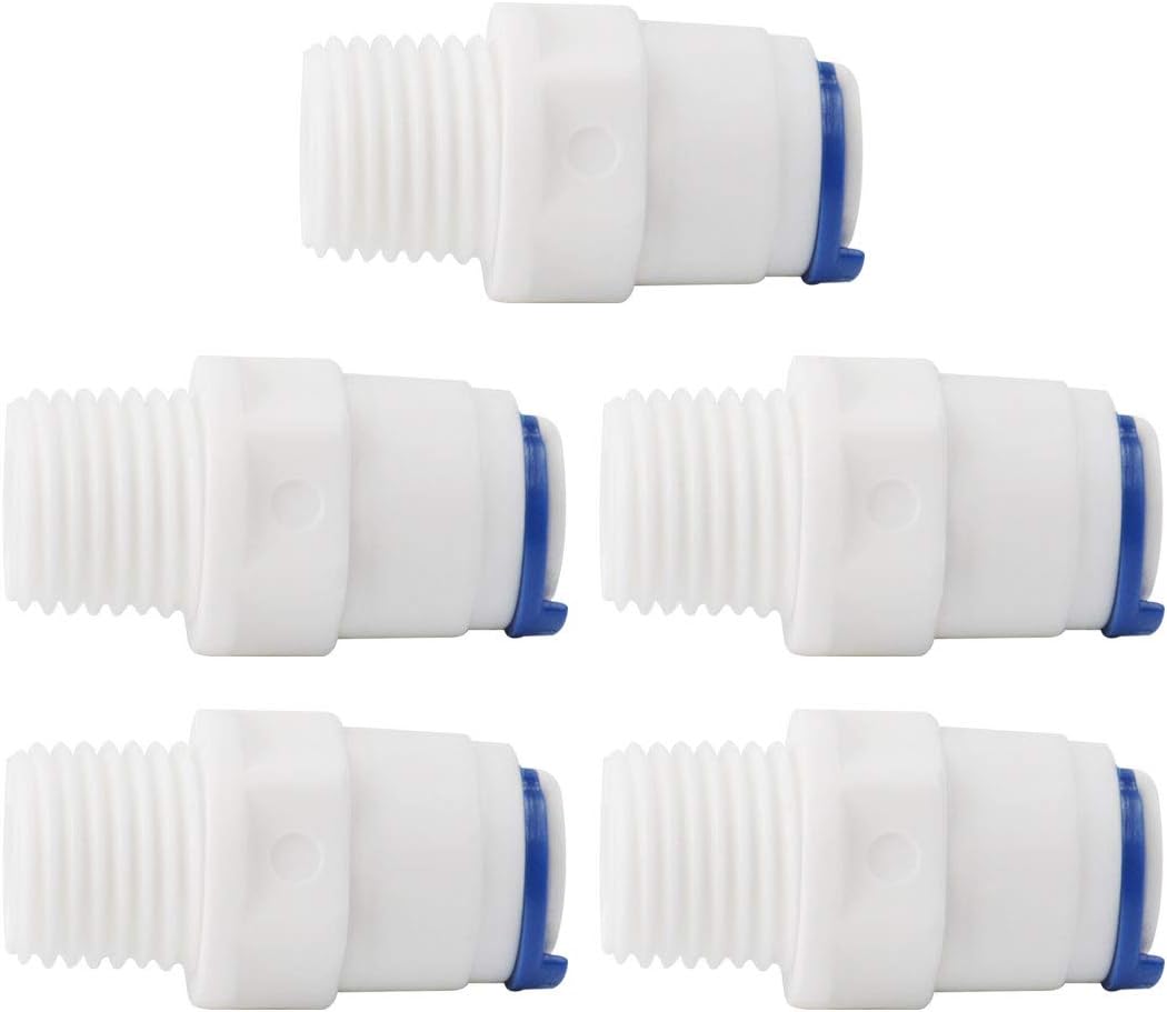 Straight, 1/4 Inch Male -1/4 Inch Tube OD Quick Connect Water Purifiers Tube Fittings Push in to Connector Filter Tubing Hose Pipe Joint for RO Reverse Osmosis System 5pcs