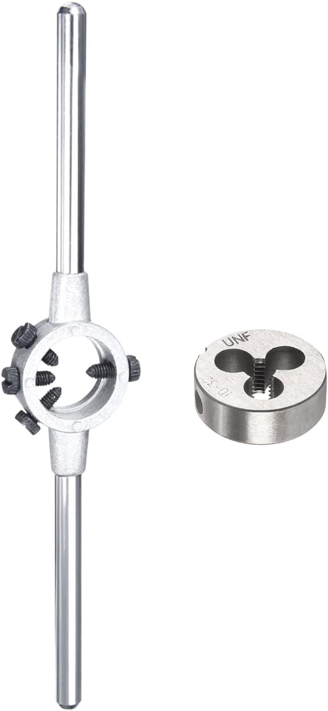 10-32 UNF Round Dies Machine Thread Threading Dies 0.8" OD, Die Stock Handle Wrench 20mm Dia M4.5-M6 Metric Round Die Holder