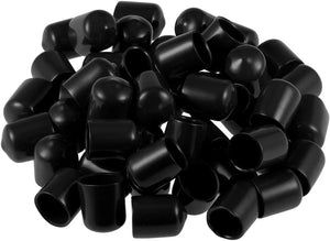50pcs Rubber End Caps 18mm ID Vinyl Round Tube Bolt Cap Cover Screw Thread Protectors Black