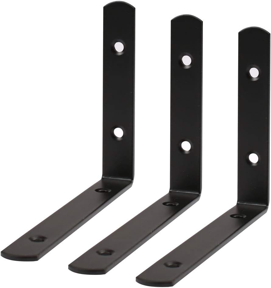 3pcs Angle Bracket Stainless Steel 150x110mm Black Corner Brace Fastener L Shaped Right Angle Brackets Corner Protector with Screws for Furniture