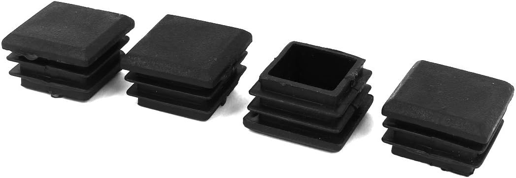 4 Pcs Black Plastic 25x25mm Pipe Blacking End Caps Tubing Insert Square