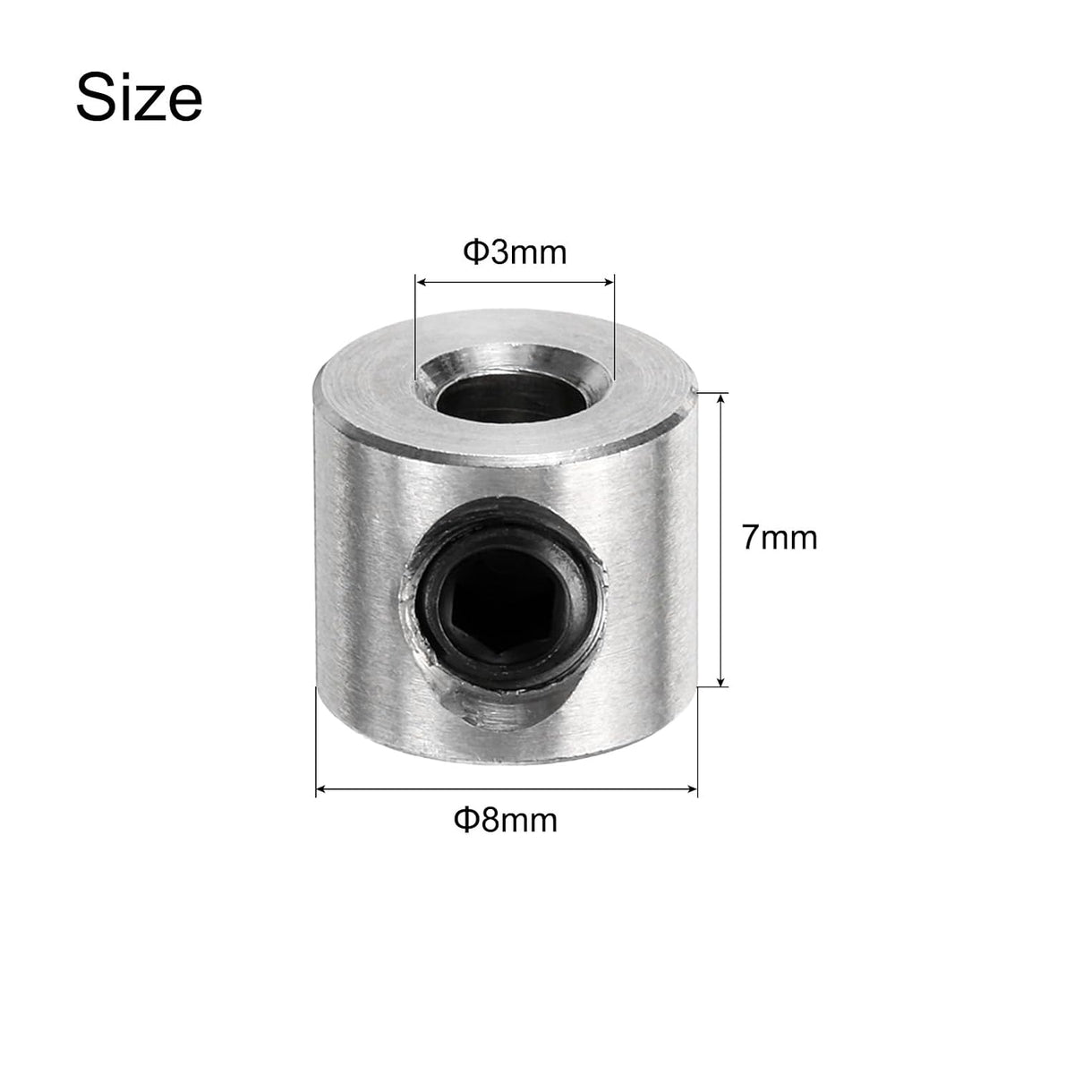 20pcs Set Screw Collars 3mm Bore Shaft Collars, 8mm OD, 7mm Width, Drill Stop Collar, Stainless Steel Drill Bits Depth Collars