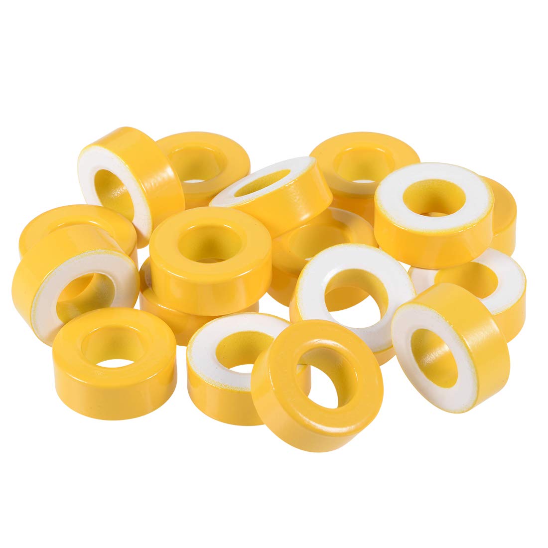 17pcs 14.2 x 27.3 x 11mm Ferrite Chokes Ring Iron Powder Toroid Cores Yellow White