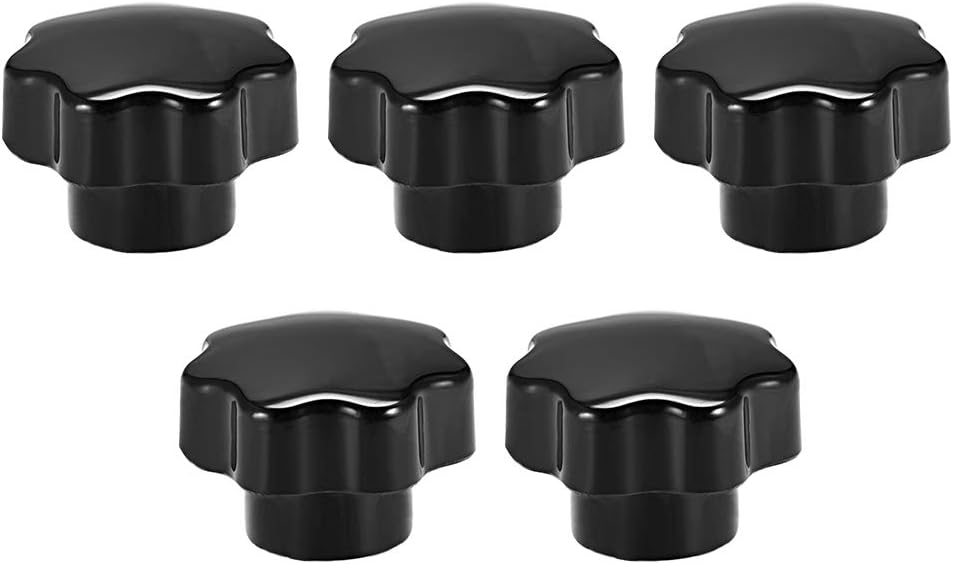 5 Pcs Star Knob Grip Handle M10 Diameter Brass Insert Female Threaded Black