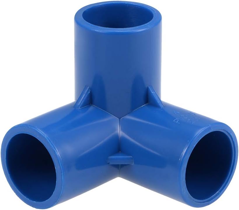 3-Way Elbow PVC Pipe Fitting Furniture Grade 25mm Size Tee Corner Fittings Blue 2Pcs