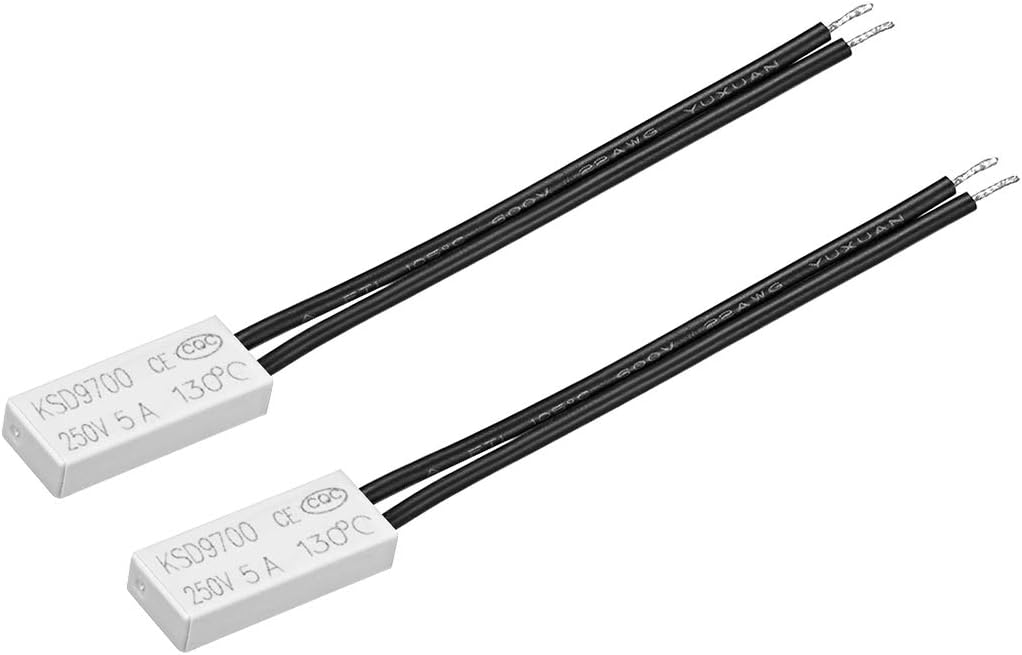 Normally Close Temperature Switch, 130℃ N.C 5A Thermal Switch Thermostat Temperature Control Switch Controller 2pcs