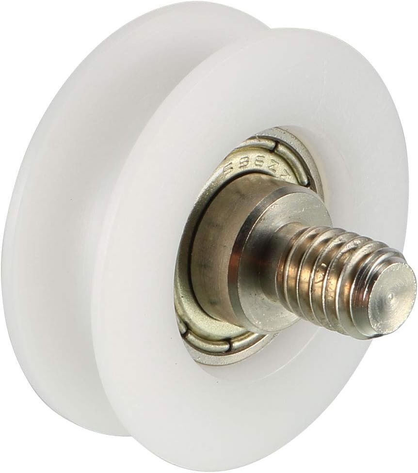 Bearing Roller with Threaded Rod 29x9mm M6 U Groove for Sliding Door Track Guide, Nylon, White