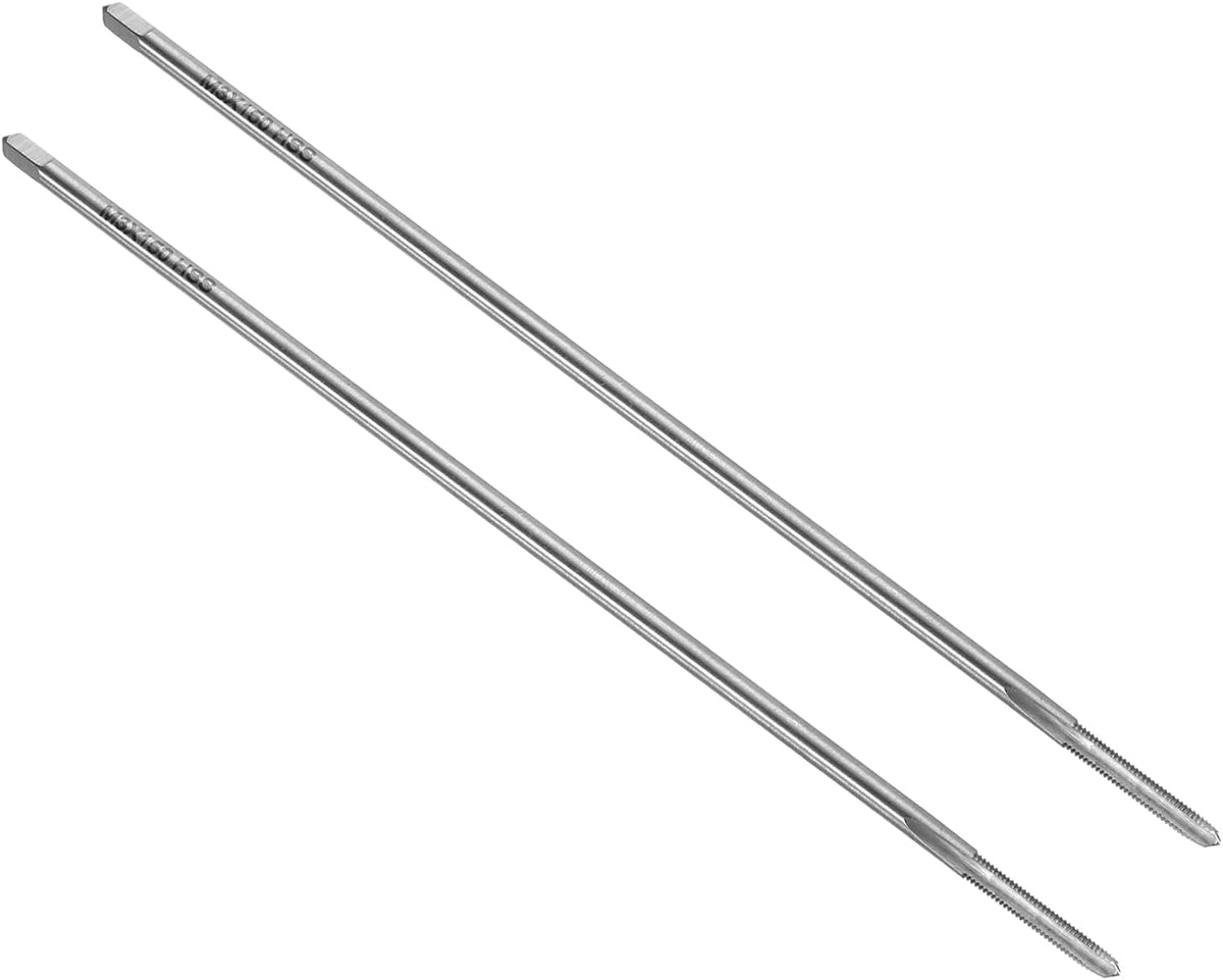 2pcs Straight Flute Thread Taps, M3 x 0.5 H2 150mm Extra Long Metric Screw Machine Tap Threading Tapping Tools, High-Speed Steel 6542 (HSS 6542)