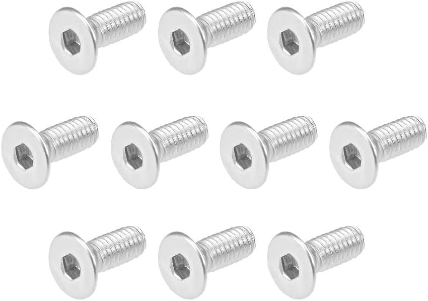 M4x10mm Flat Head Machine Screws Inner Hex Screw 304 Stainless Steel Fasteners Bolts 80Pcs