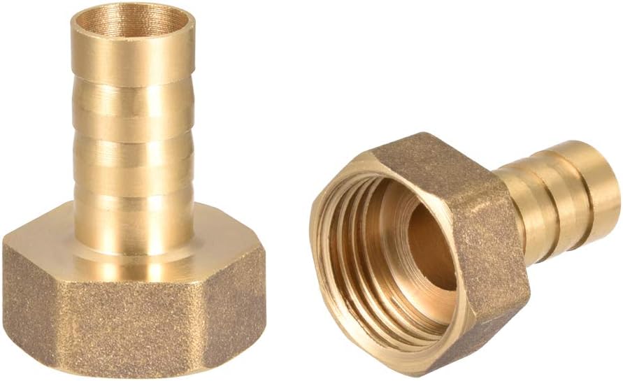 Brass Hose Barb Fitting Connector, 12mm Barb G1/2 Female Thread Pipe Adapter, 2Pcs