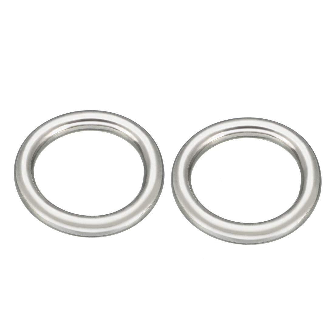 LinkMejor 2 Pcs Multi-Purpose Metal O Ring Buckle Welded 35mm x 25mm x 5mm for Hardware Bags Ring Hand DIY Accessories